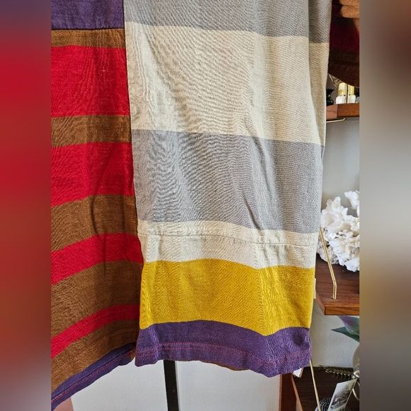 Mens Urban Outfitters Color Block Striped Collared Shirt Size Small Patchwork - Picture 5 of 6